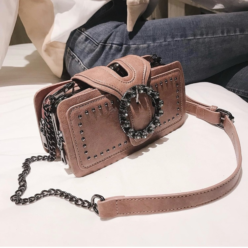 Rich Chocolate Brown Chunky Crossbody Shoulder Bag Handbag Clutch